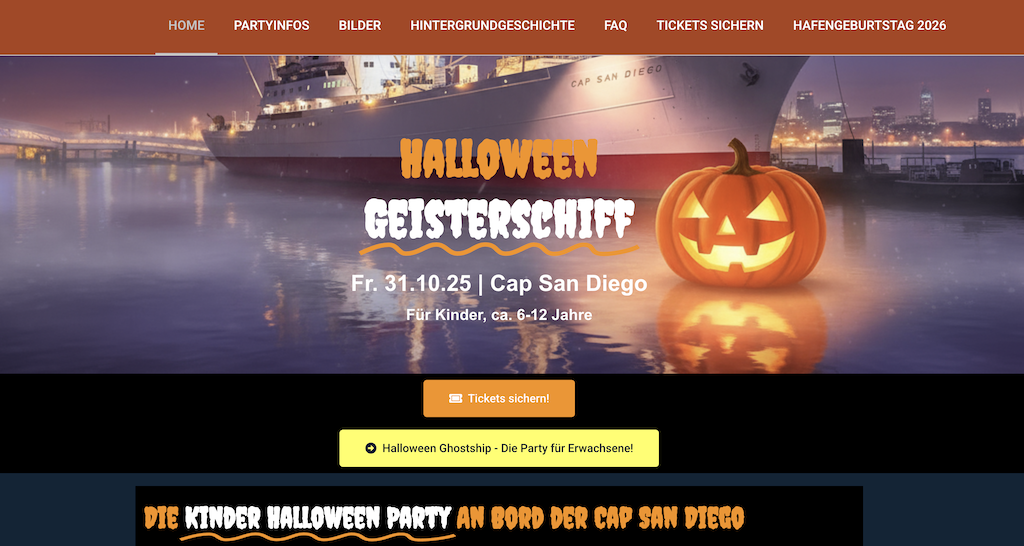 Halloween Geisterschiff - Fr. 31.10.25 | Cap San Diego