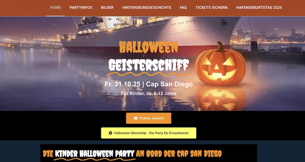 Halloween Geisterschiff - Fr. 31.10.25 | Cap San Diego