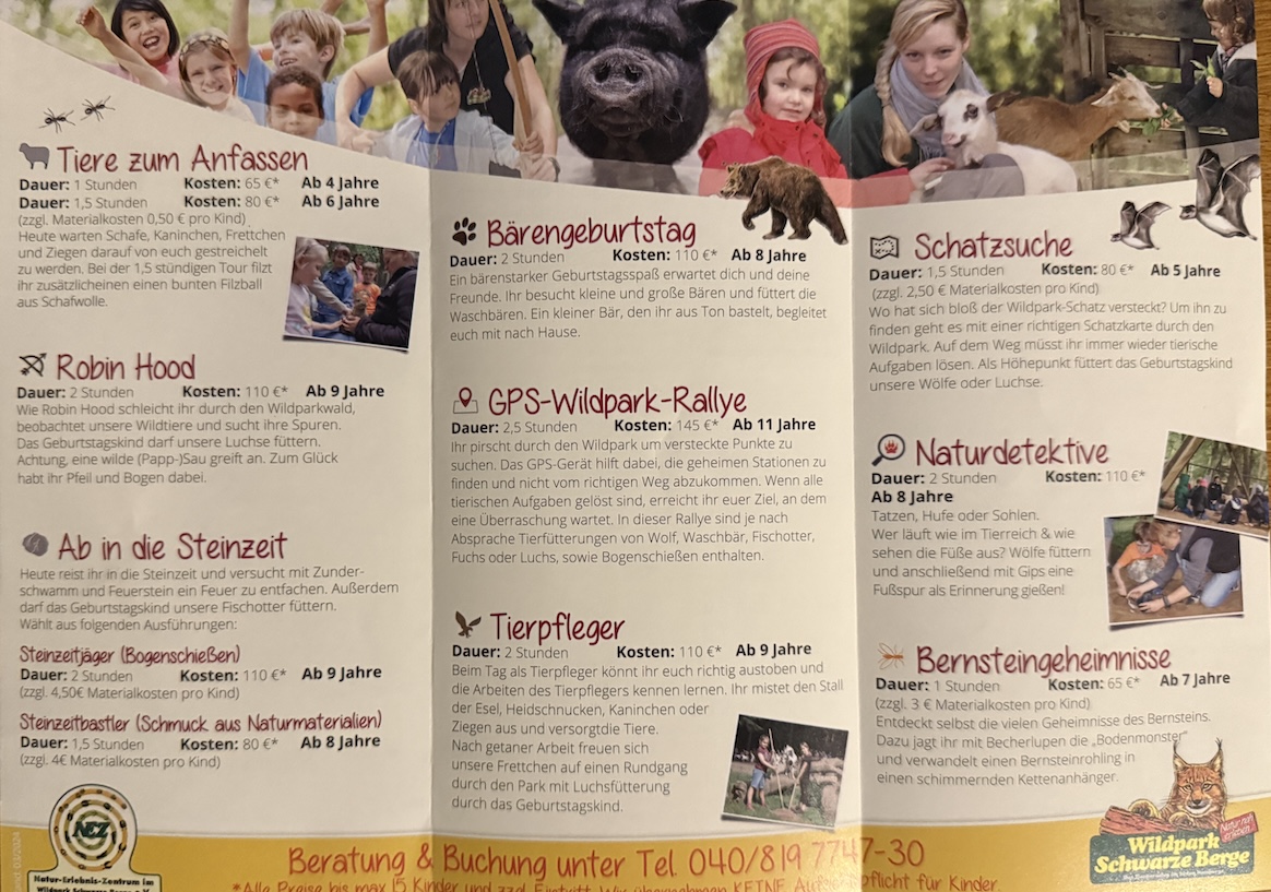 Kindergeburtstage im Wildpark Schwarze Berge